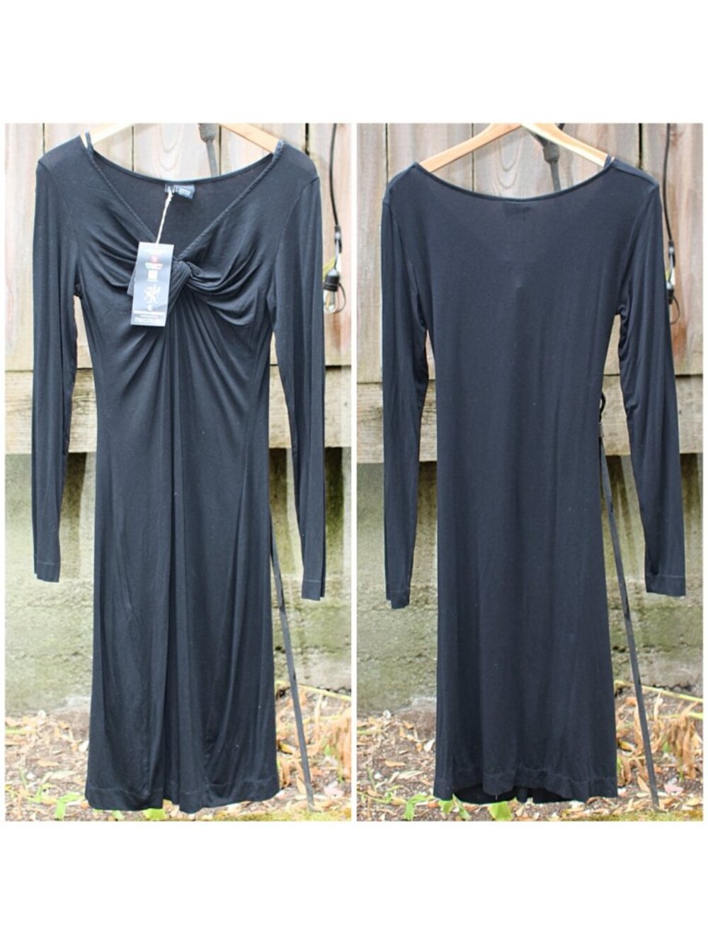 New w/Tags - European Culture 70s-Inspired Knot Front Midi Dress w/Slip, sz L